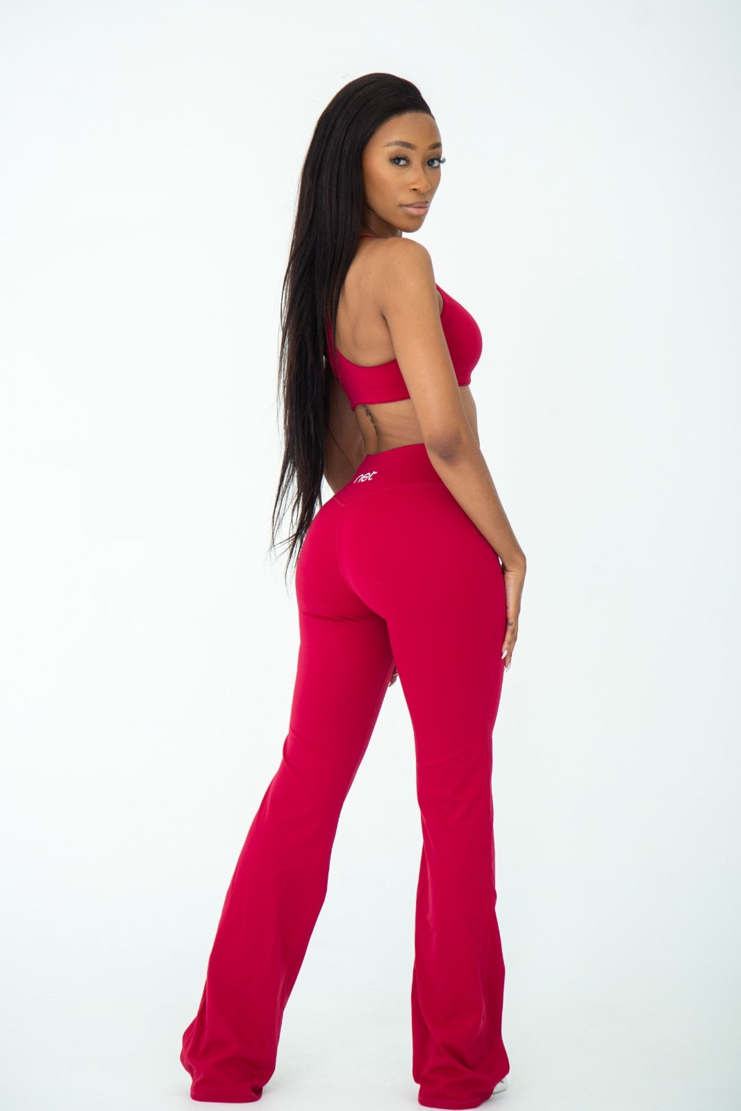 Amore Flare Pants in Plum Red