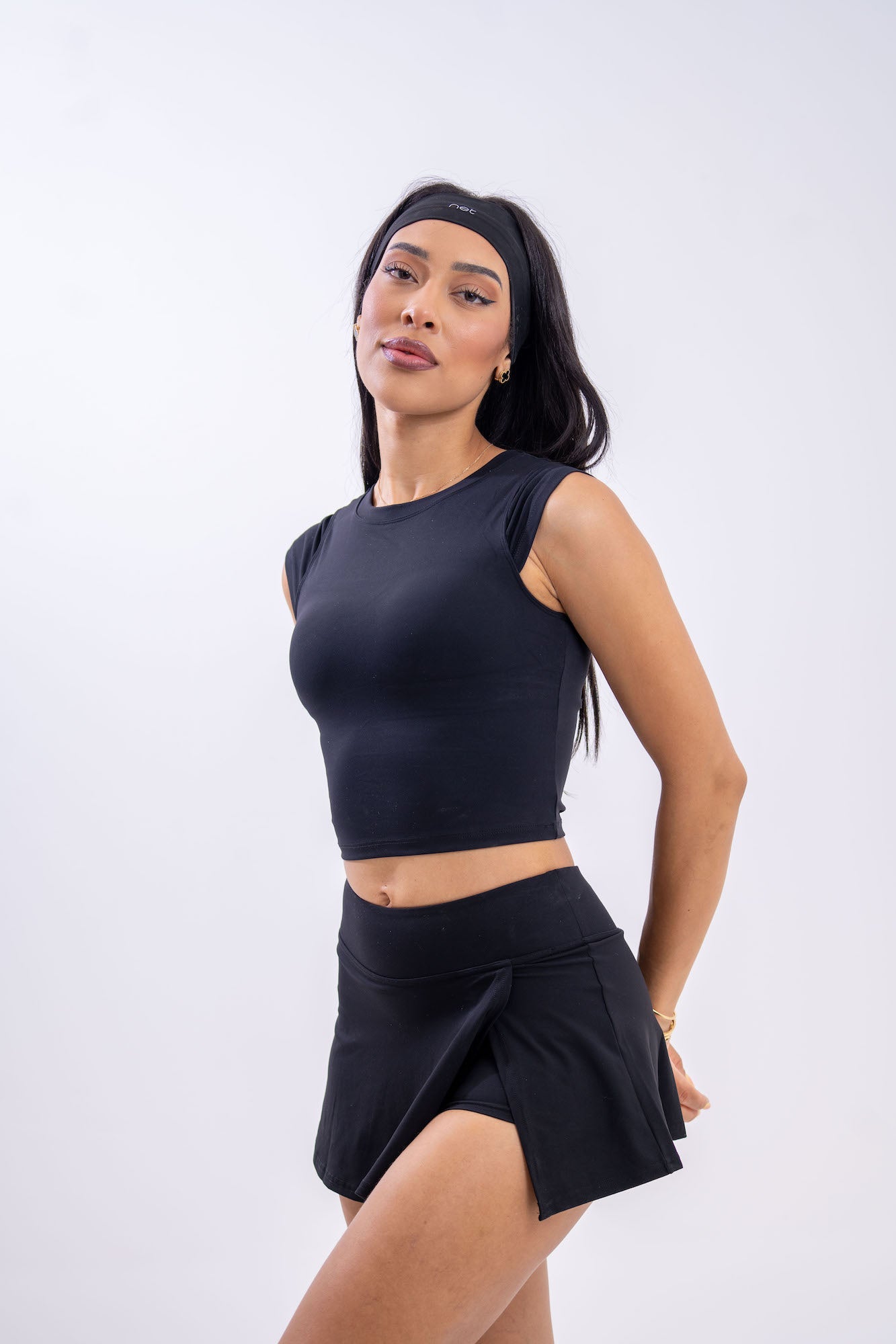 Cross Court Tee in Jet Black
