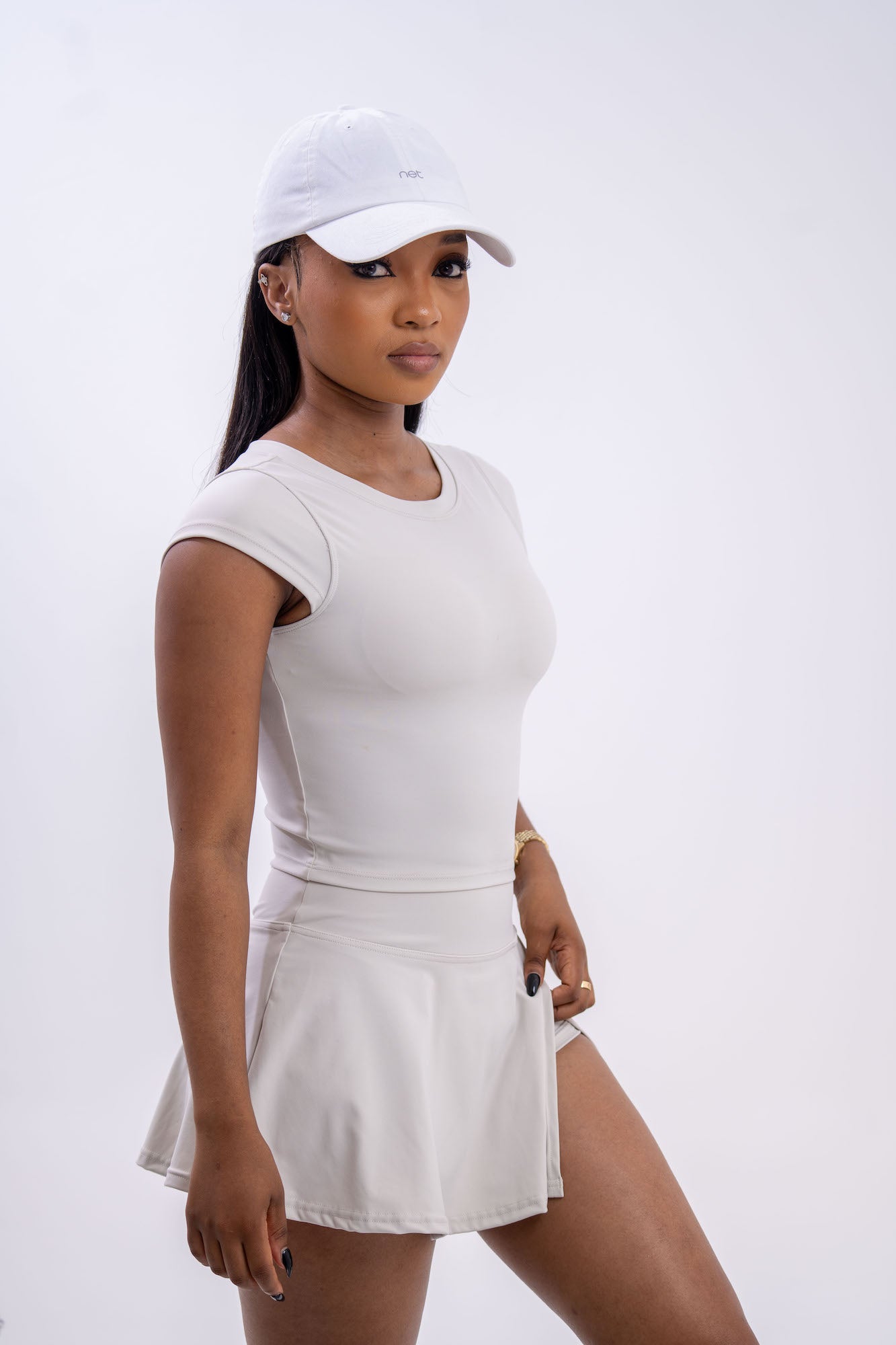 Cross Court Tee in Champagne Mist