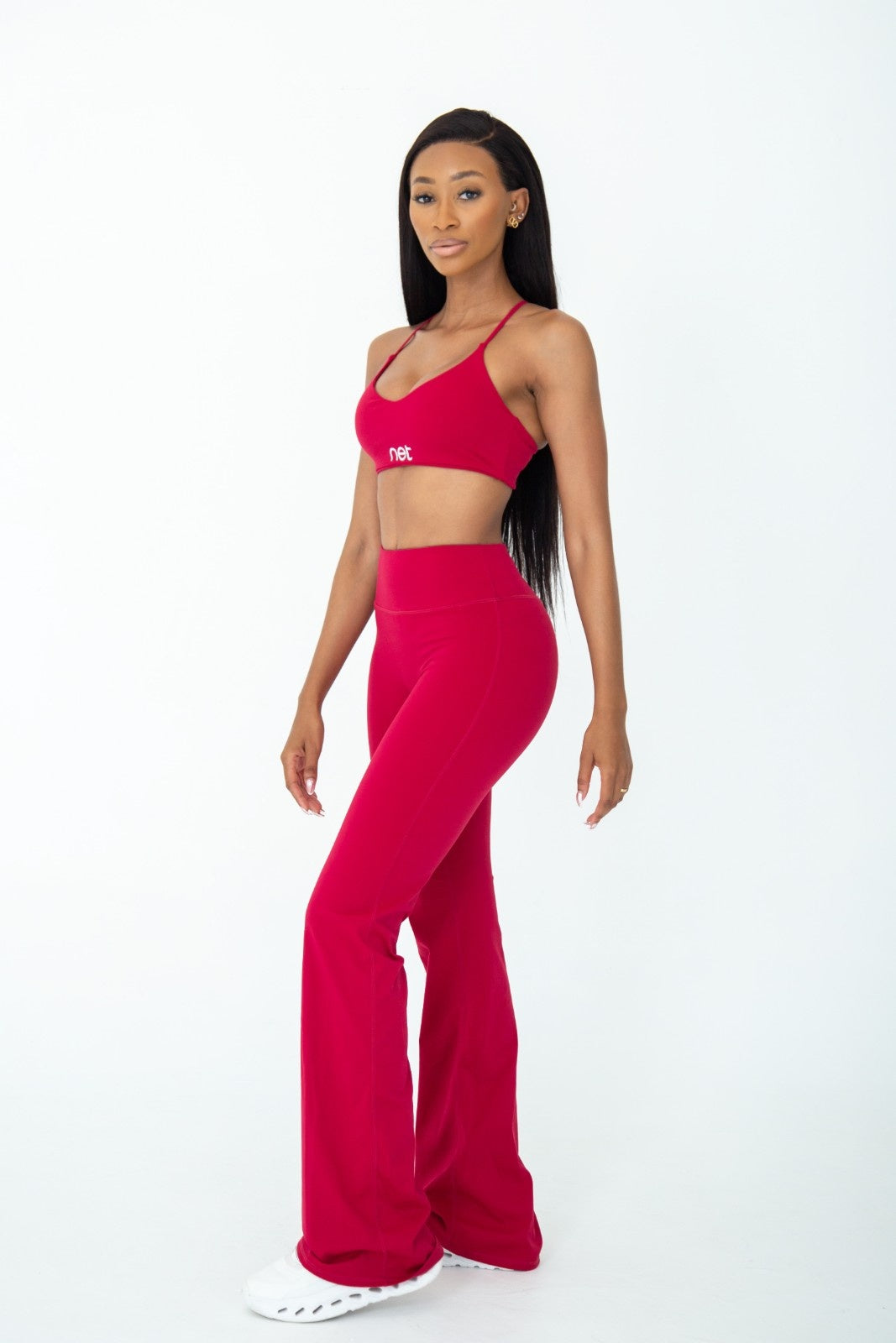 Amore Flare Pants in Plum Red