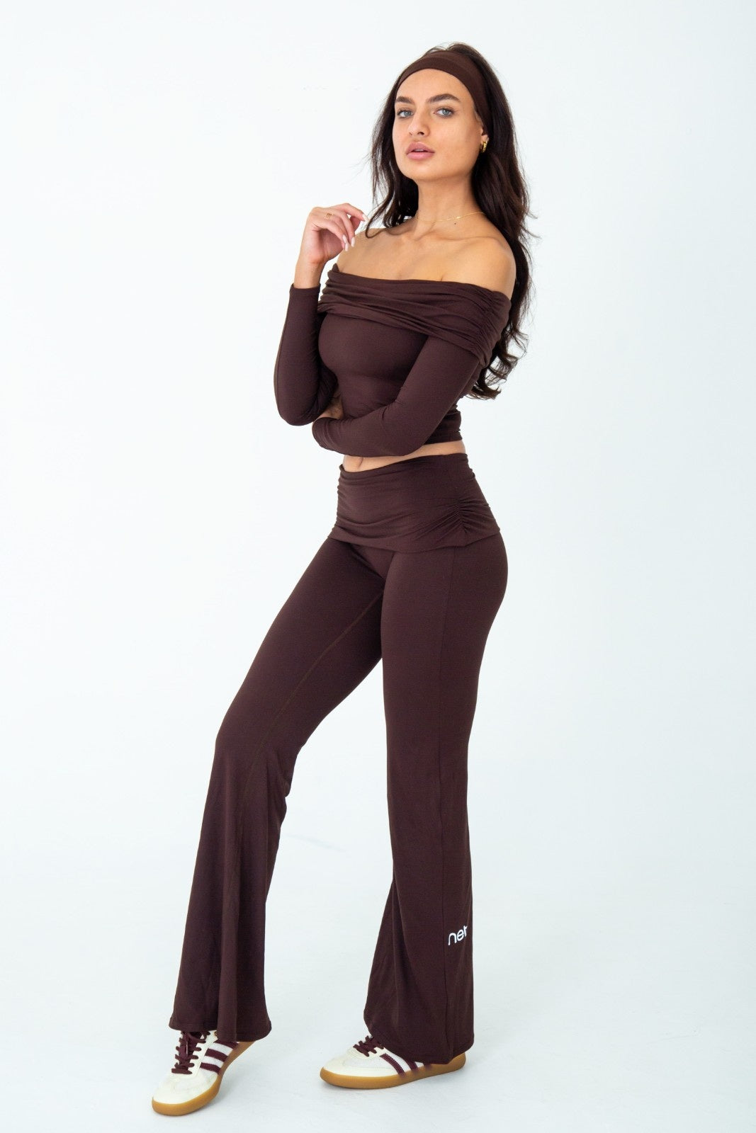 Latte Lounge Long Sleeve Drape Top in Espresso Brown