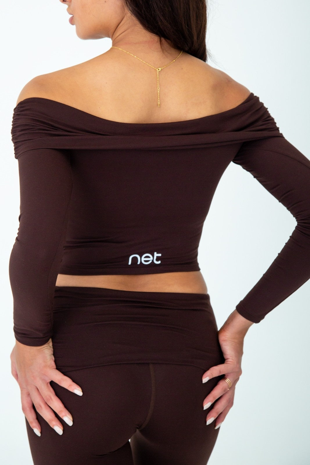 Latte Lounge Long Sleeve Drape Top in Espresso Brown